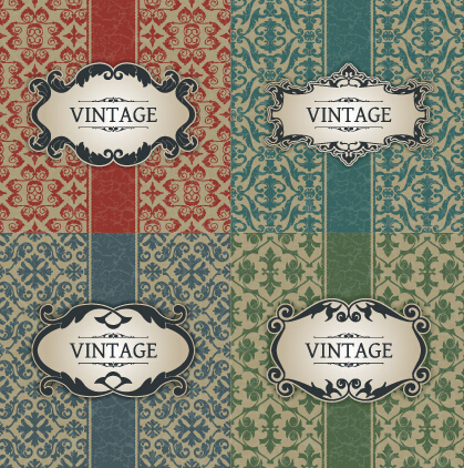 Vintage frame with pattern vector background 01 vintage Vector Background pattern vector pattern background   