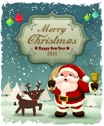 Vintage Cartoon santa background vector 01 vintage santa cartoon background vector background   