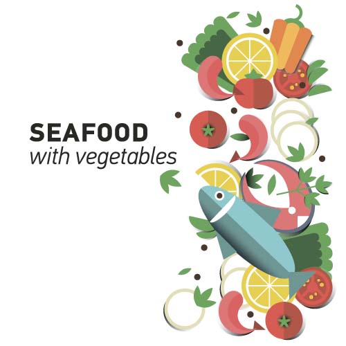 Seafood with vegetable vector material 02 vegetable seafood   
