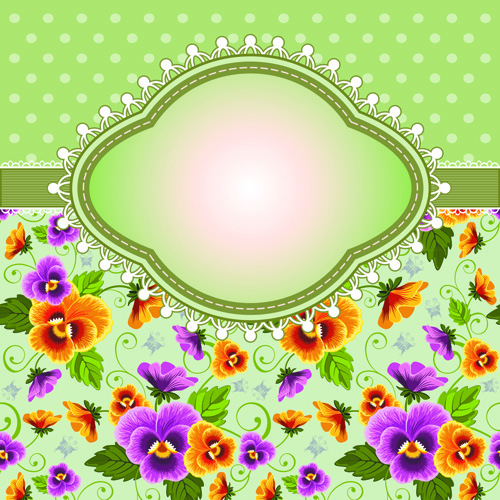 Flower with frame background vector 01 frame flower   