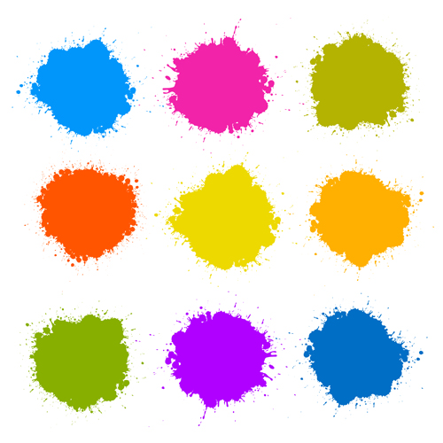 Colorful blot spatter vector design set 12 spatter colorful Blot   