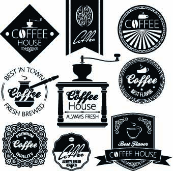 Black and white coffee labels vector labels label coffee black and white black   