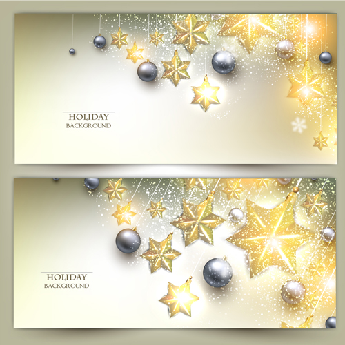 Christmas shiny ornaments vector banners shiny ornaments christmas banners   