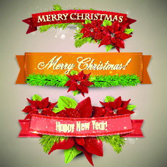 Christmas with New Year festival banner vector 02 new year festival christmas banner   