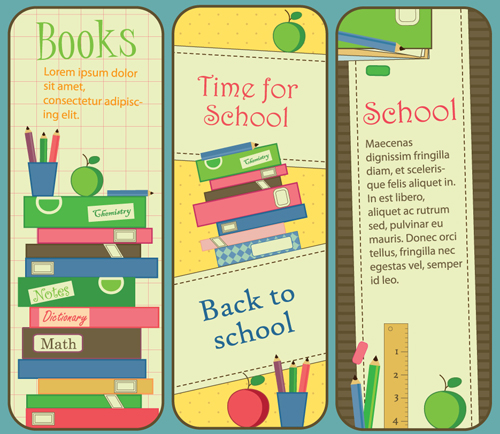 School style vector backgrounds set 03 style school   