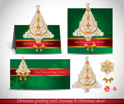 Christmas greeting card envelope with christmas decorative vector 02 greeting envelope decorative christmas card   