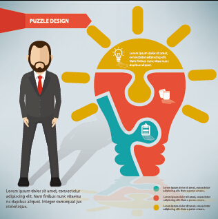 Infographic elements with businessman vector template 08 template infographic elements businessman business   