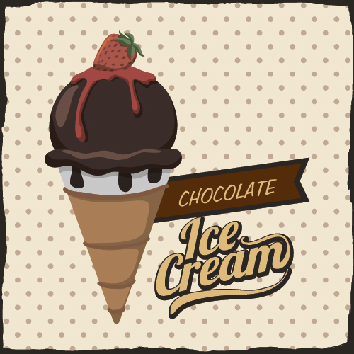 Chocolate ice cream vintage cards vectors set 09 vintage ice cream chocolate cards   