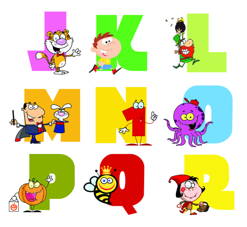 Funny Childrens alphabet vector set 02 funny children alphabet   