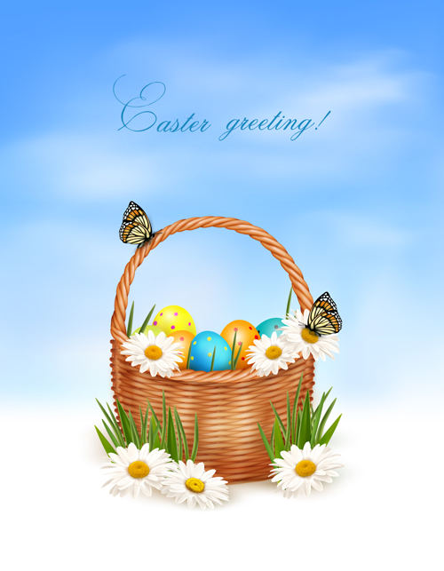 Easter Eggs and Basket vector 05 eggs easter egg easter basket   