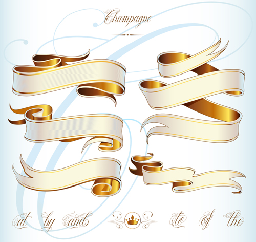 Abstract ribbon golden vector ribbon golden abstract   