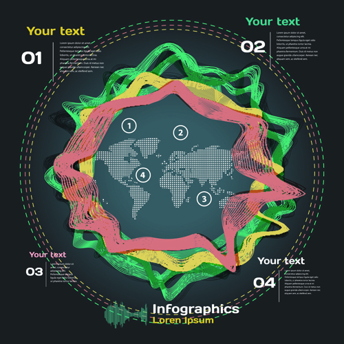 Dark style infographic with diagrams vectors 08 infographic diagrams dark   