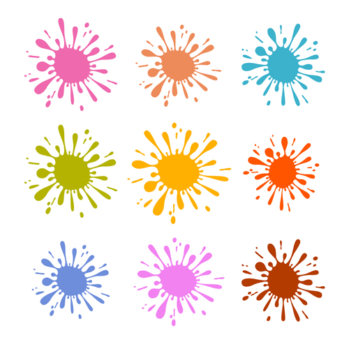 Colorful blot spatter vector design set 10 spatter colorful Blot   