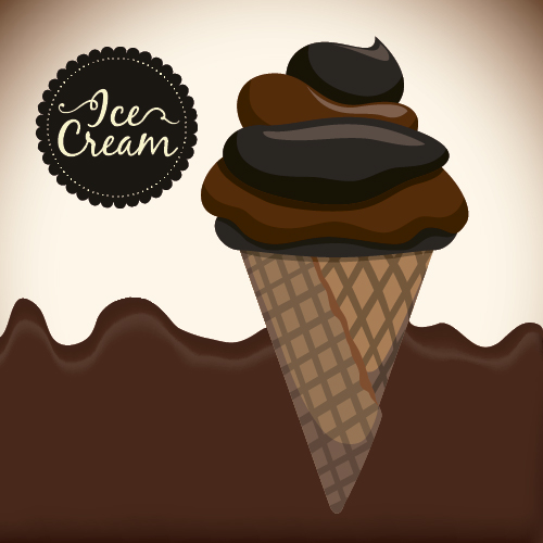 Chocolate ice cream vintage cards vectors set 01 vintage ice cream chocolate   