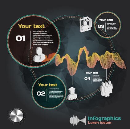 Dark style infographic with diagrams vectors 02 infographic diagrams dark   
