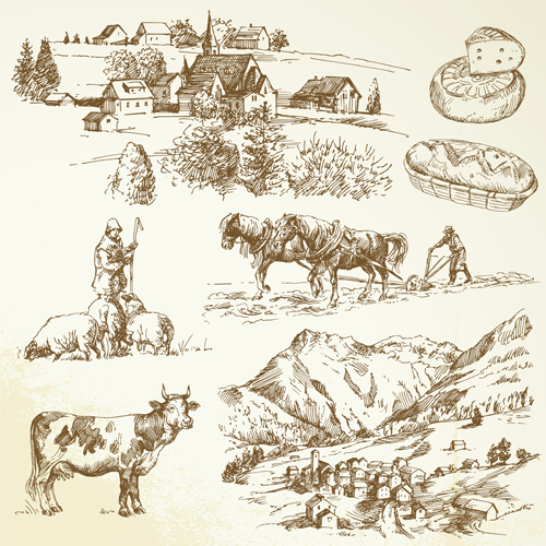 Hand drawn Agriculture elements vector 01 hand-draw hand drawn elements element Agriculture   
