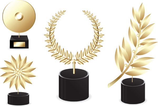 Creative golden awards vector material 01 material golden creative award   