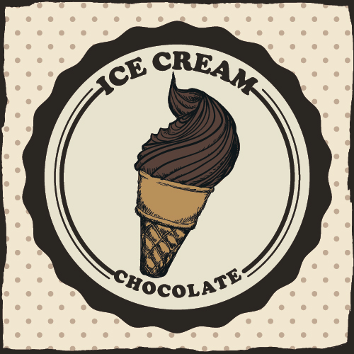 Chocolate ice cream vintage cards vectors set 10 vintage ice cream chocolate   
