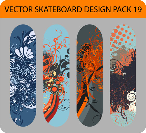 Stylish floral skateboard vector set 08 stylish skateboard floral   