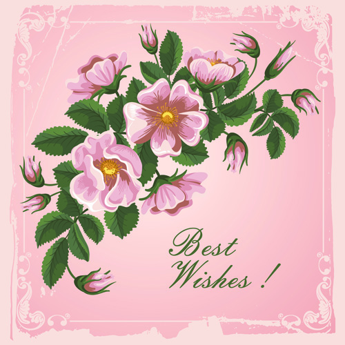 Flower wishes card vector wishes flower card   
