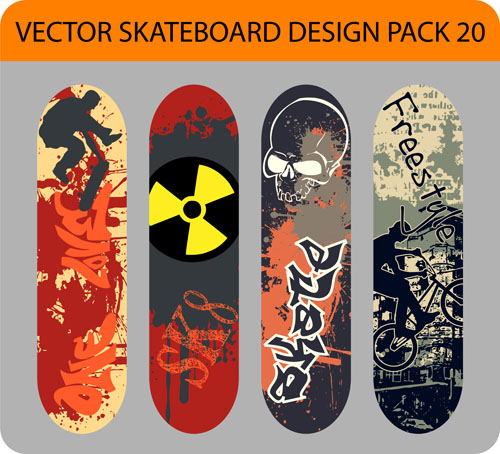 Stylish floral skateboard vector set 07 stylish skateboard floral   