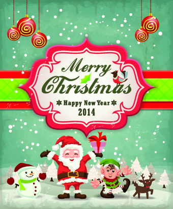 Vintage Cartoon santa background vector 03 vintage santa cartoon background vector background   