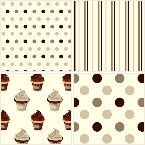 Chocolate cupcake with circle dot and vertical line pattern seamless vector seamless pattern cupcake chocolate   