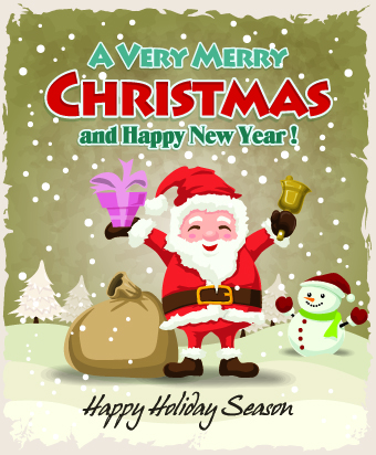 Vintage Cartoon santa background vector 02 vintage santa cartoon background vector background   