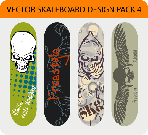 Stylish floral skateboard vector set 12 stylish skateboard floral   