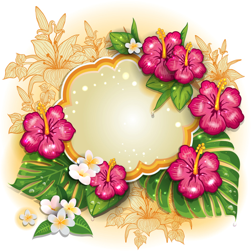 Tropical summer flower frame background vector 03 tropical summer frame flower background   