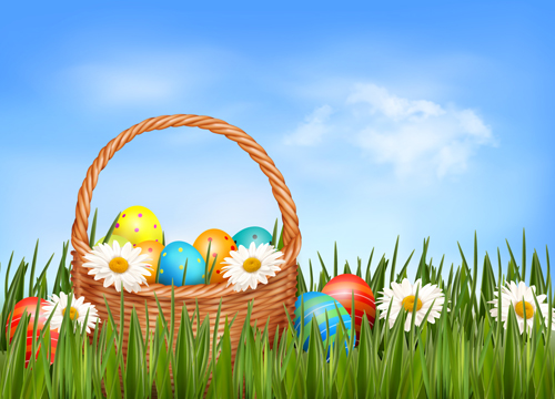 Easter Eggs and Basket vector 03 easter egg easter basket   