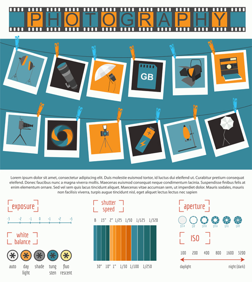 Creative photography infographics design vectors 10 photography infographics   