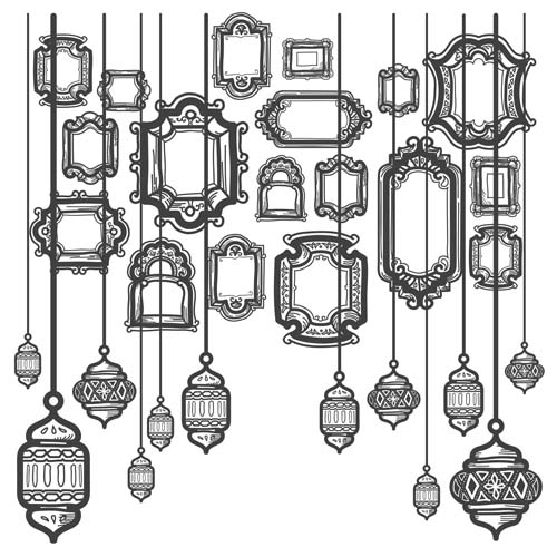 Vintage frames with chandelier vectors vintage frames chandelier   