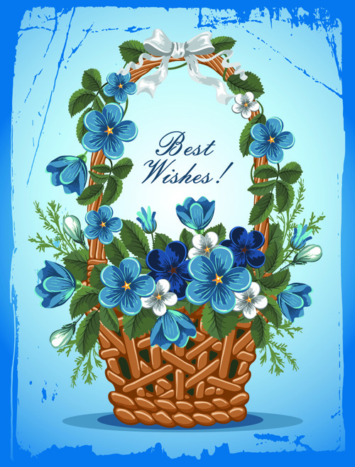 Flower Baskets wishes card vector wishes width flower card   