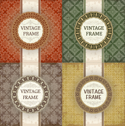 Vintage frame with pattern vector background 02 vintage Vector Background pattern background   