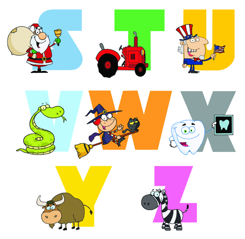 Funny Childrens alphabet vector set 01 funny children alphabet   
