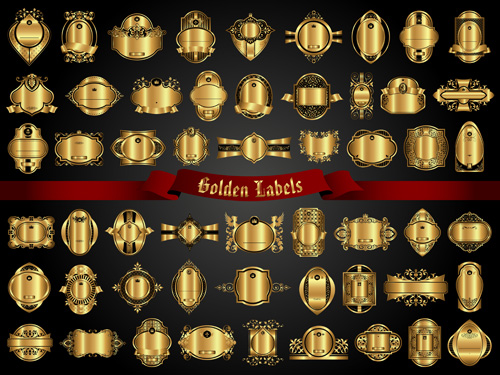 Set of golden labels vector graphics 01 labels golden   