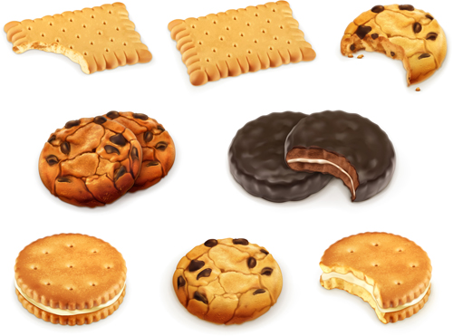 Realistic delicious cookies design vector realistic Delicious cookies   