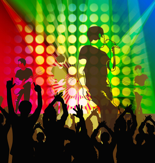 Revelry party background with people silhouetters vector 02 silhouetters revelry people party background   