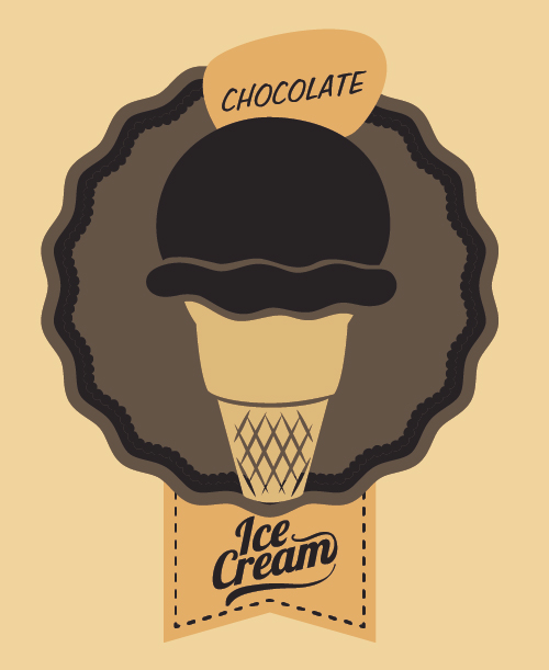 Chocolate ice cream vintage cards vectors set 05 vintage ice cream chocolate   