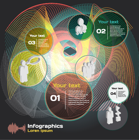 Dark style infographic with diagrams vectors 05 infographic diagrams dark   