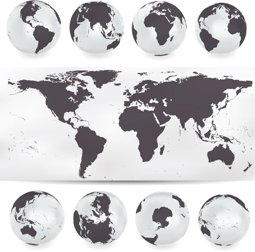 Earth with world map vector material 04 world material map earth   