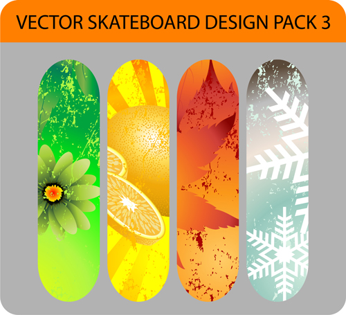 Stylish floral skateboard vector set 11 stylish skateboard floral   
