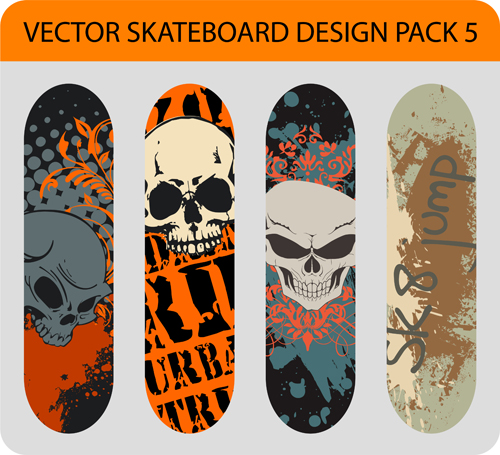 Stylish floral skateboard vector set 13 stylish skateboard floral   