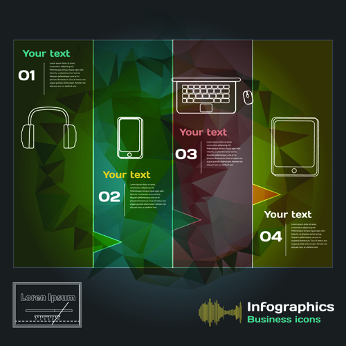 Dark style infographic with diagrams vectors 07 infographic diagrams dark   