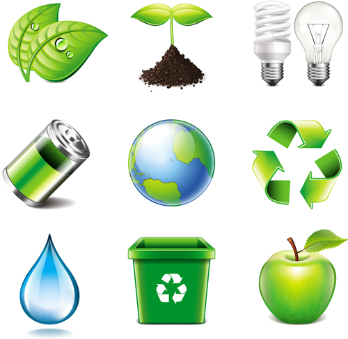 Energy Saving with ECO icons vector material icons energy saving eco   