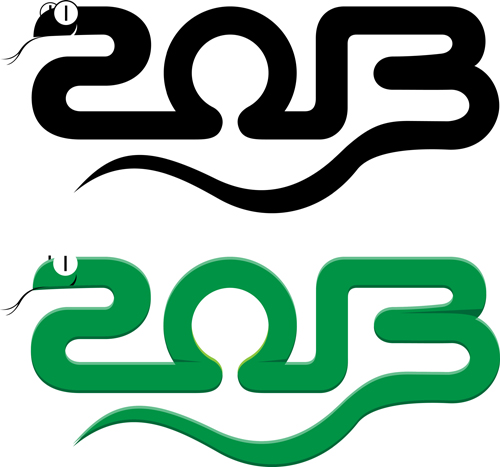 Set of 2013 year of snake design vector 03 snake 2013 year 2013   