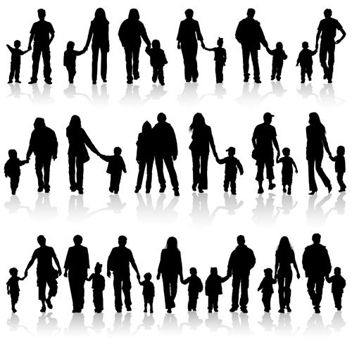 Happiness family vector silhouettes silhouettes silhouette happiness family   