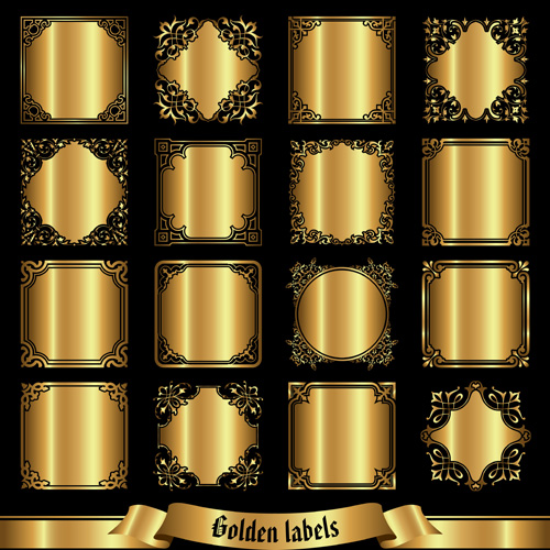 Set of golden labels vector graphics 04 labels golden   