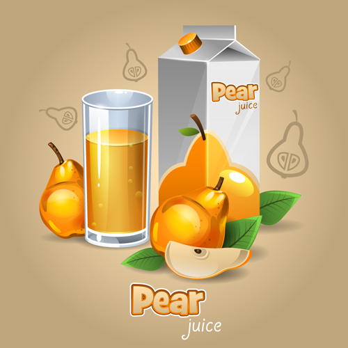 Pear juice packaging with cup vecotr pear packaging juice cup   